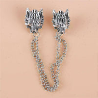 Stunning silver plated vintage look authentic wolf collar chain brooch pin z30