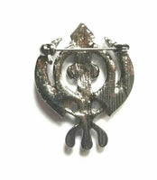 Stunning diamonte black gun metal sikh khandapoppy singh kaur khalsa brooch pin