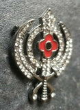 Stunning diamonte black gun metal sikh khandapoppy singh kaur khalsa brooch pin