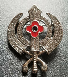 Stunning diamonte silver plated singh kaur khalsa sikh poppykhanda brooch pin