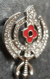 Stunning diamonte silver plated singh kaur khalsa sikh poppykhanda brooch pin