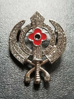 Stunning diamonte silver plated singh kaur khalsa sikh poppykhanda brooch pin
