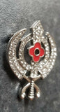 Stunning diamonte silver plated singh kaur khalsa sikh poppykhanda brooch pin