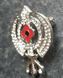 Stunning diamonte silver plated singh kaur khalsa sikh poppykhanda brooch pin