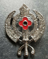 Stunning diamonte silver plated singh kaur khalsa sikh poppykhanda brooch pin