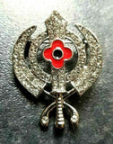 Stunning diamonte silver plated sikh khandapoppy singh kaur khalsa brooch pin