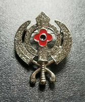 Stunning diamonte silver plated sikh khandapoppy singh kaur khalsa brooch pin