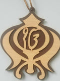 Punjabi sikh ek onkar khanda khalsa singh kaur wooden pendant car hanger aaa6