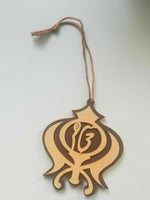 Punjabi sikh ek onkar khanda khalsa singh kaur wooden pendant car hanger aaa6