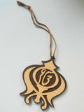 Punjabi sikh ek onkar khanda khalsa singh kaur wooden pendant car hanger aaa6