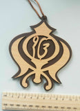 Punjabi sikh ek onkar khanda khalsa singh kaur wooden pendant car hanger aaa6