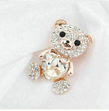 Stunning vintage look gold plated big clear heart bear brooch broach pin b56