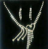 Elegant and stylish bollywood silver plated stunning diamante heart necklace