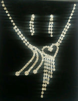 Elegant and stylish bollywood silver plated stunning diamante heart necklace