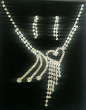 Elegant and stylish bollywood silver plated stunning diamante heart necklace