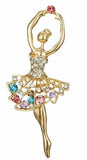 Vintage look gold plated dance girl lady brooch suit coat purple broach pin ha13