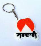 Sikh punjabi word sardari singh pagari kesari orange turban key ring key chain