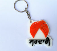 Sikh punjabi word sardari singh pagari kesari orange turban key ring key chain
