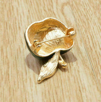 Stunning vintage look gold plated green apple designer brooch broach pin b50