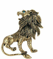 Stunning vintage look gold plated retro lion king celebrity brooch broach pin z2