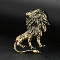 Stunning vintage look gold plated retro lion king celebrity brooch broach pin z2