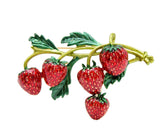 Strawberry brooch vintage look gold plated suit coat broach celebrity pin ggg58