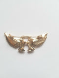 Stunning diamonte gold plated vintage look christmas love bird brooch cake pin b