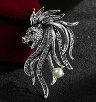 Stunning vintage look silver plated retro lion celebrity brooch broach pin b49o