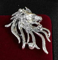 Stunning vintage look silver plated retro lion celebrity brooch broach pin b49o