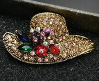 Vintage look gold plated gold stones hat brooch suit coat broach pin collar ao6