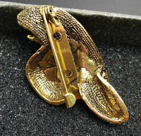 Vintage look gold plated gold stones hat brooch suit coat broach pin collar ao6