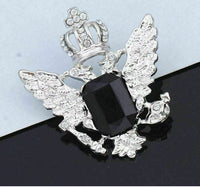 Stunning vintage look silver plated crown stone royal design brooch broach b36