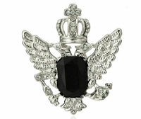 Stunning vintage look silver plated crown stone royal design brooch broach b36