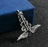 Stunning vintage look silver plated double snakes design brooch broach pin b43