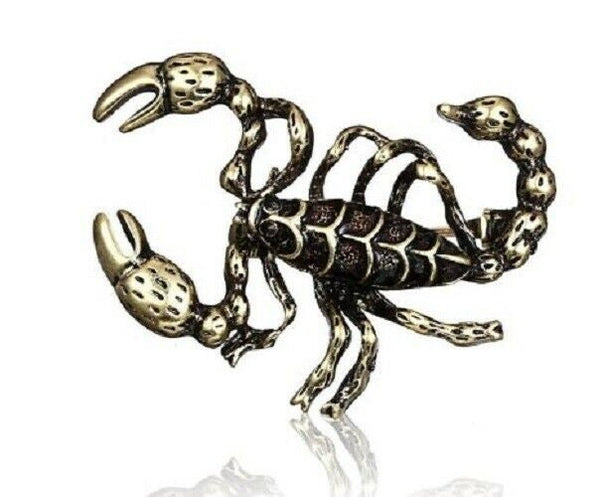 Stunning gold plated vintage look solid scorpion christmas brooch cake pin c13