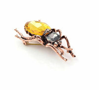 Vintage look copper colour yellow beetle brooch suit coat broach collar pin b5