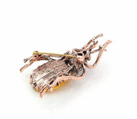 Vintage look copper colour yellow beetle brooch suit coat broach collar pin b5