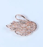 Swan brooch rose gold plated vintage look stunning diamonte christmas pin jjj9