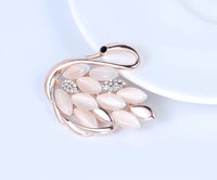 Swan brooch rose gold plated vintage look stunning diamonte christmas pin jjj9