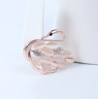 Swan brooch rose gold plated vintage look stunning diamonte christmas pin jjj9