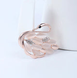 Swan brooch rose gold plated vintage look stunning diamonte christmas pin jjj9