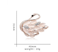 Swan brooch rose gold plated vintage look stunning diamonte christmas pin jjj9