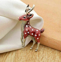 Deer brooch vintage look silver plated retro reindeer celebrity broach pin f6y