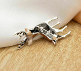 Deer brooch vintage look silver plated retro reindeer celebrity broach pin f6y