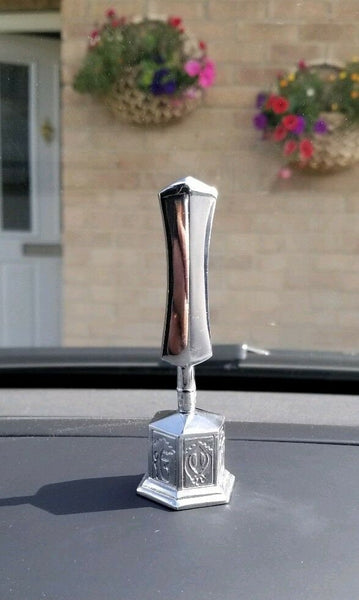 Sikh singh kaur car dashboard mantle piece 3d stainless steel large khanda stand