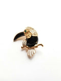 Stunning diamonte gold plated vintage look christmas bird brooch cake pin b8