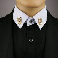 Stunning gold plated vintage look retro wolf collar chain brooch lapel pin z29
