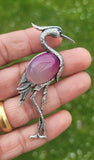 Crane brooch silver plated high end design celebrity broach vintage look pin a5