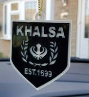 Acrylic punjabi sikh singh kaur khalsa 1699 khanda pendant for car rear mirror a