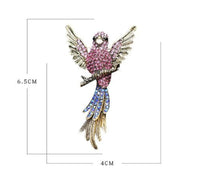 Multicolour bird big brooch vintage look gold plated suit coat broach pin ggg19